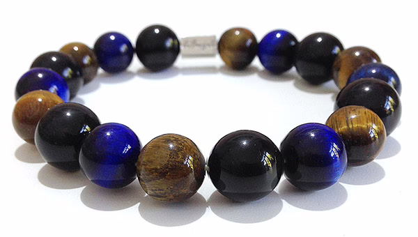 Obsidian + Tiger’s Eye 12mm Mix Bracelet - Image 2