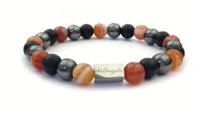 Hematite & Matte Obsidian & Red Carnelian 08mm Mix Bracelet